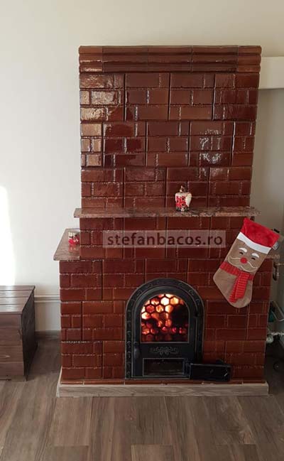 Semineu din teracota, model Rustic, cu registru. Semineu Rustic tip centrala [REG-06]